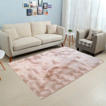 Tapete de Área Decorativo Faux Fur Fuffy Rosa Claro Solido Grande