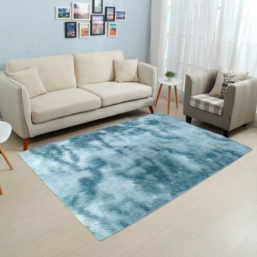 Tapete de Área Decorativo Faux Fur Fuffy Plumbago Solido Grande