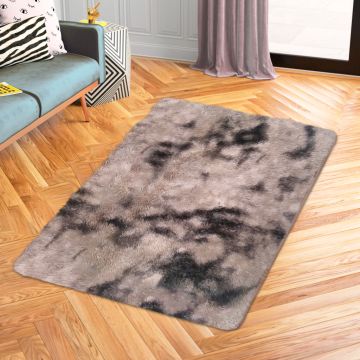 Tapete de Área Decorativo Faux Fur Fuffy Camel Solido Mediano