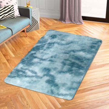Tapete de Área Decorativo Faux Fur Fuffy Plumbago Solido Mediano