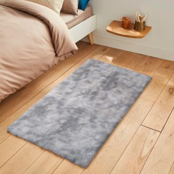 Tapete de Área Decorativo Faux Fur Fuffy Gris Perla Solido Chico