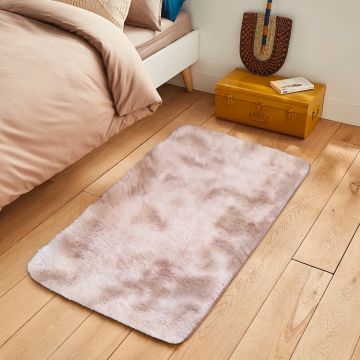 Tapete de Área Decorativo Faux Fur Fuffy Rosa Claro Solido Chico