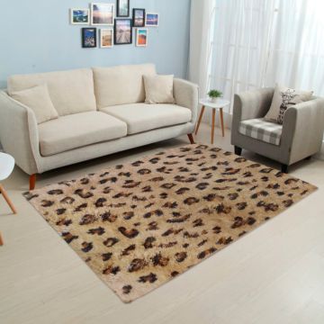 Tapete de Área Decorativo Faux Fur Fuffy Café Animal Print Grande