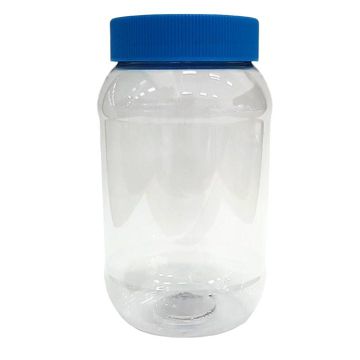 Tarro de Pet Transparente Con Tapa Azul Redondo 500 ml