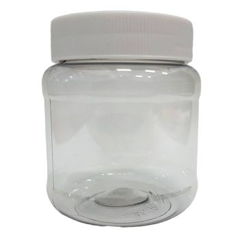 Tarro de Pet Transparente Con Tapa Blanca Redondo 250 ml