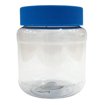 Tarro de Pet Transparente Con Tapa Azul Redondo 250 ml