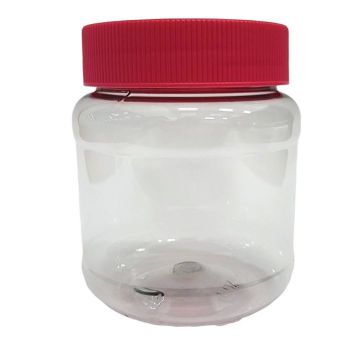 Tarro de Pet Transparente Con Tapa Rosa Redondo 250 ml