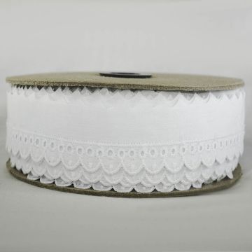 Tira Bordada Rígida Blanco Angosta #1