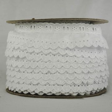 Tira Bordada Plisada con Pasalistón Blanco Angosta #1