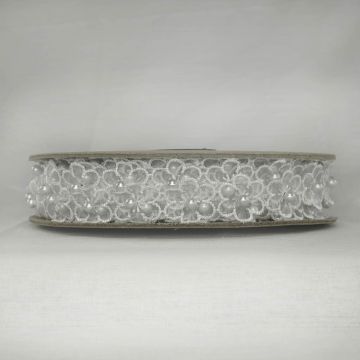 Tira de Organza Blanco con Perla #2