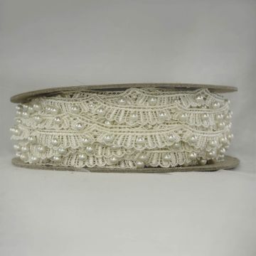 Tira de Guipiure Hueso con Perla #1