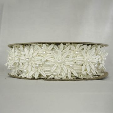 Tira de Guipiure Hueso con Perla #3