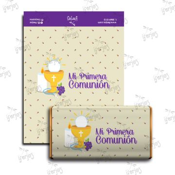 Etiqueta Chocolate Primera Comunion Vela Beige
