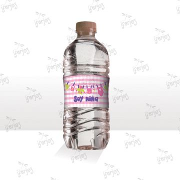 Etiqueta Agua Soy Niña Tendedero Rosa