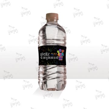 Etiqueta Agua Cumpleaños Caja Globos Multicolor