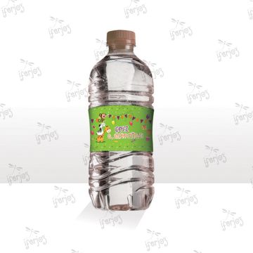 Etiqueta Agua Cumpleaños Animalitos Verde