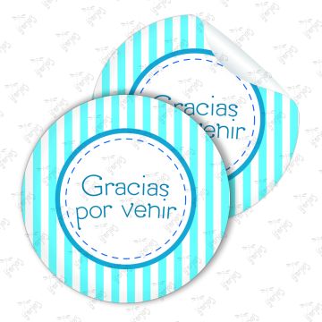 Stickers Para Fiestas Gracias Azul