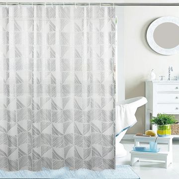 Cortina de Baño Bani Peva Estampada Gris Plata Cuadros