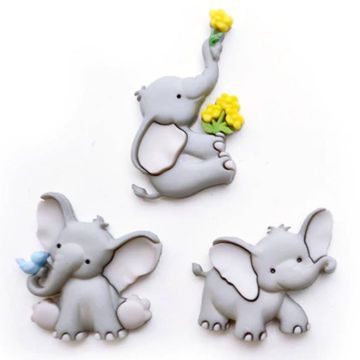 Botones Decorativos Elefantes con Suerte