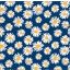 Micro Fibra Estampado Margaritas Azul Marino