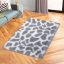 Tapete de Área Decorativo Faux Fur Fuffy Gris Animal Print Mediano