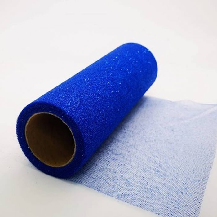 Carrete De Tul Con Diamantina Azul Rey ✓ Mercería Parisina