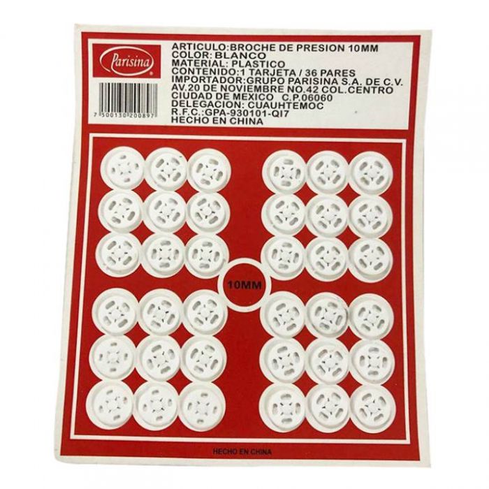 Broche De Presión De Plástico Blanco mm | ✓ Mercería