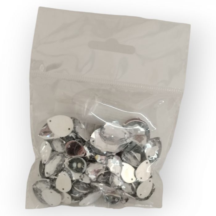 Piedra acrílica para coser Gota Plata ✓ Mercería y Manualidades