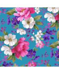 Silky Estampado 1.10 Flor Grande Azul Turqueza