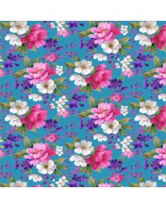 Silky Estampado 1.10 Flor Grande Azul Turqueza