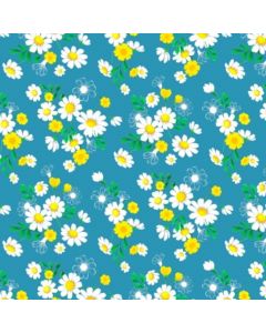 Silky Estampado 1.10 Flor Chica Azul Turqueza
