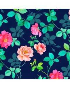 Silky Estampado 1.10 Flor Mediano Azul Marino