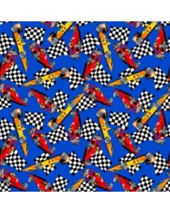 Decoración Infantil Coches De Carreras Azul Rey