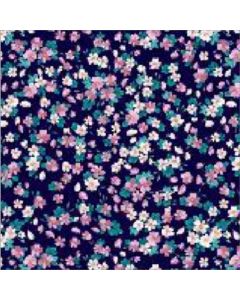 Gabardina Estampada Flor Chica Azul Marino