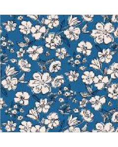 Gabardina Estampada Flor Chica Azul Rey