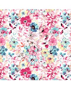 Brush Raya Estampado Flores y Tallos Blanco