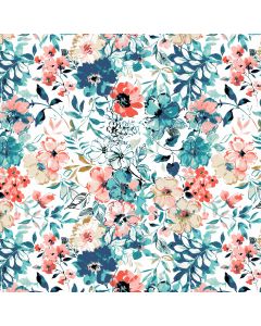 Brush Raya Estampado Flores Y Tallos Verde Menta