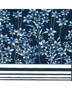 Microbrillalin Estampada Cenefa Flores Azul Marino