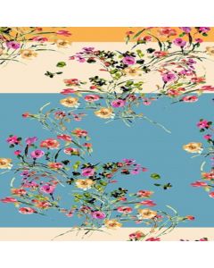 Linnen Estampado Flor Mediana Azul Cielo