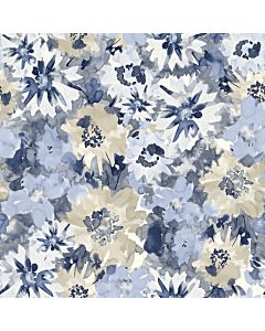 Loneta Española Flor Abstracta Azul Marino