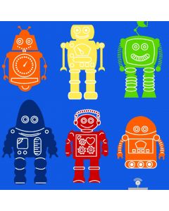 Loneta Portuguesa Infantil Robots Azul Rey