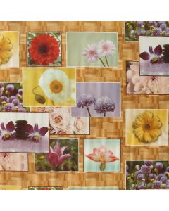 Plastico Fiestamesa Flores Café Kaki