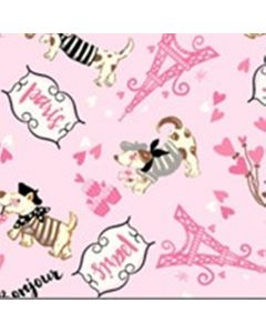 Polar Flannel Mascotas París Rosa Pastel