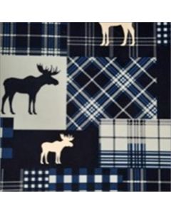 Polar Flannel Borrego Estampado Alce Azul Marino 
