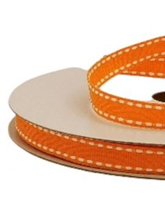 Listón Popotillo Con Costura Naranja-Blanco 9 mm