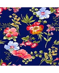 Rayon Chalis Flor Mediana Azul Marino