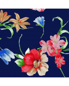 Rayon Chalis Bouquet Azul Marino