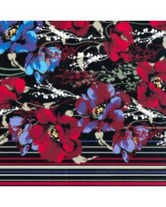 Rayon Flame Estampado Flor Grande Negro