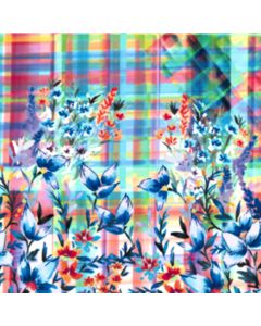 Rayon Flame Estampado Flor Grande Rosa Medio