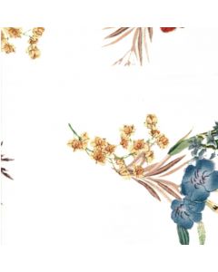 Rayon Flame Estampado Flor Grande Blanco